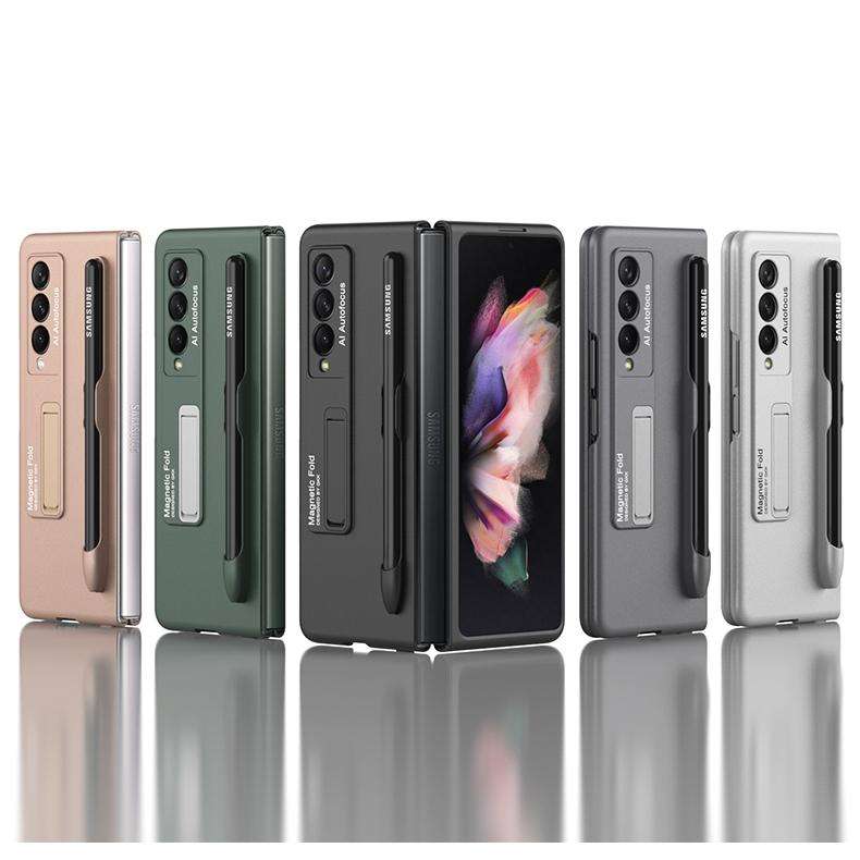 For Samsung Galaxy Z Fold3 5G GKK Ultra-thin PC Phone Flip Case with Holder & Pen Slot(Silver)