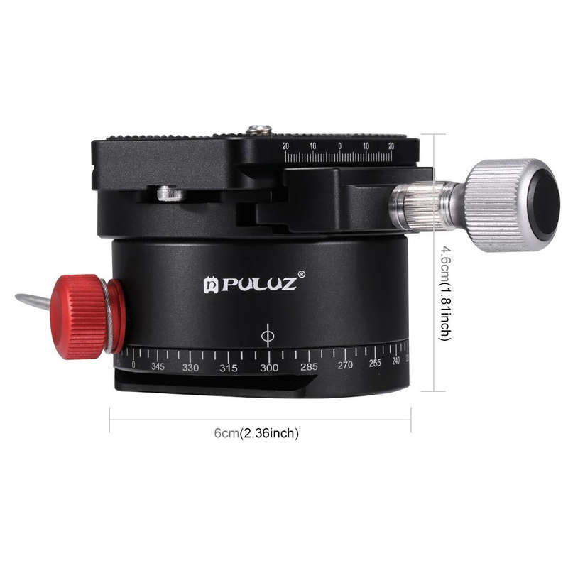 PULUZ Aluminum Alloy Panoramic Indexing Rotator Ball Head with Quick Release Plate for Camera Tri...
