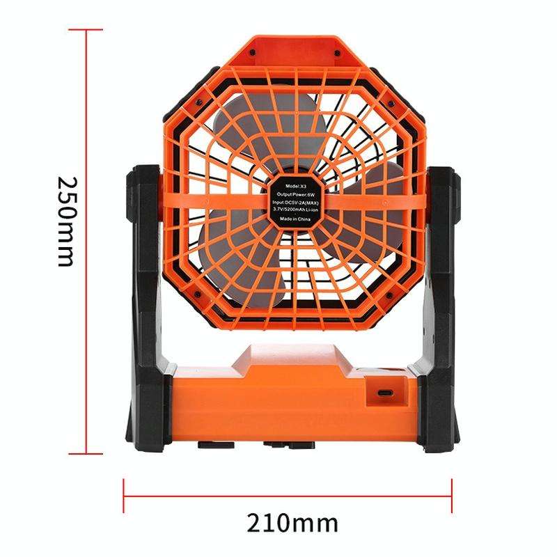 Outdoor Infinitely Variable Speed Portable Large Wind Charging Camping Lighting Fan(Black Green)