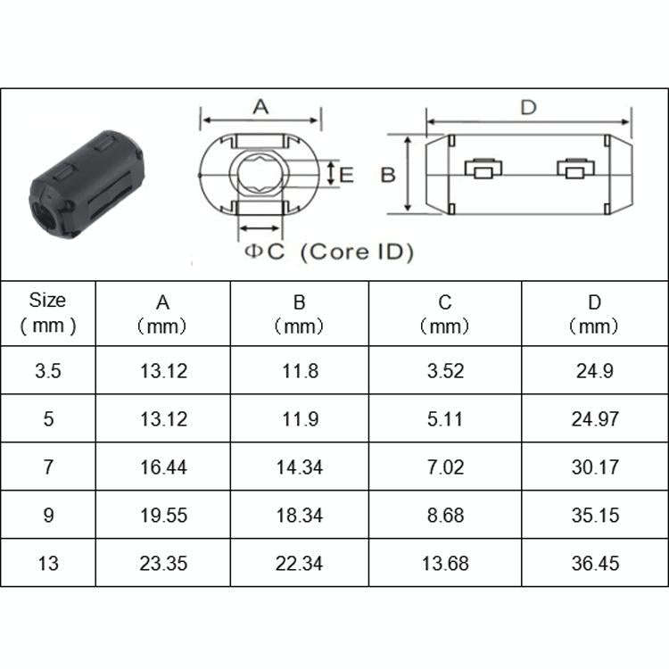 10 PCS / Pack 3.5mm Anti-interference Degaussing Ring Ferrite Ring Cable Clip Core Noise Suppress...