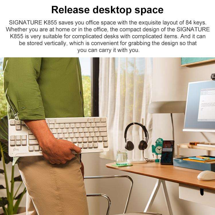 Logitech K855 Wireless Bluetooth Dual Mode Silent Mechanical Keyboard (White)