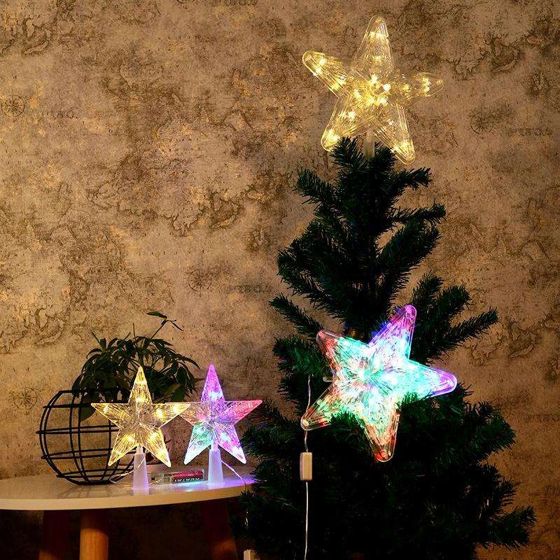 Christmas Tree Top Light LED Glowing Star Lights, Size: Small Battery Model(Red)