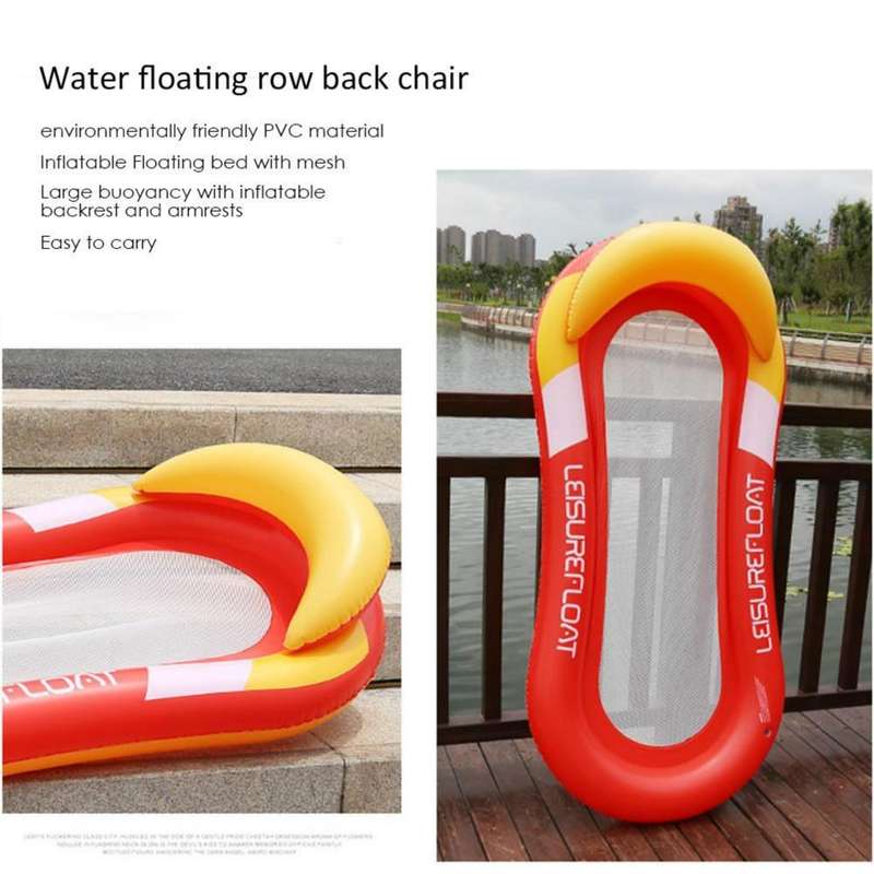 Adult Floating RowLounge Chair Water Toy Inflatable Bed with Armrest Hammock Back, Size: 160 x 90...