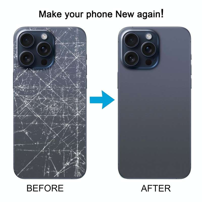 For iPhone 15 Pro Easy Replacement Big Camera Hole Glass Back Battery Cover(Blue)