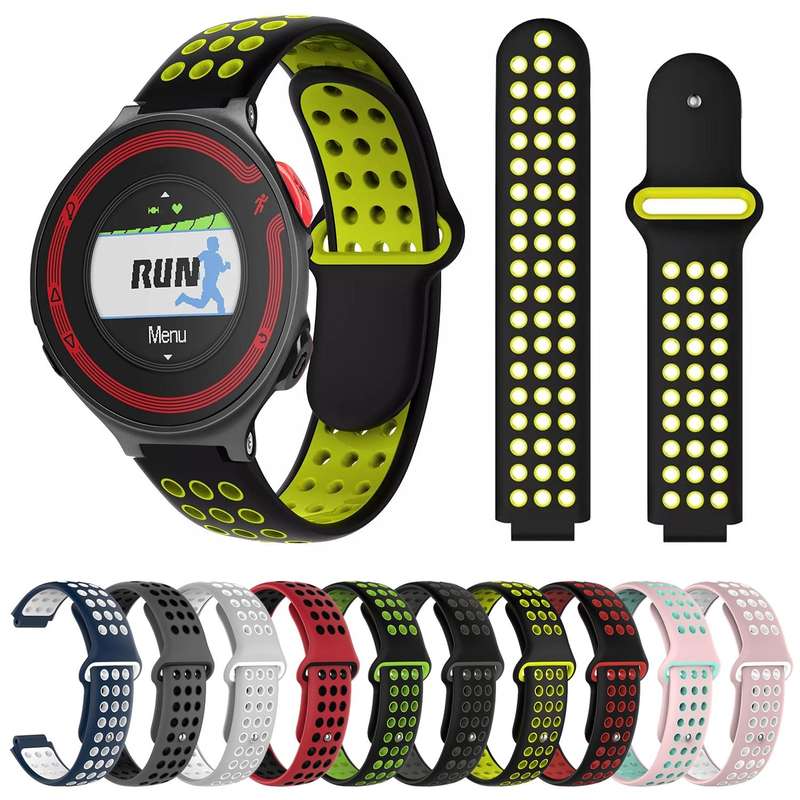 For Garmin Forerunner 220 Two-Color Punched Breathable Silicone Watch Band(Black+Grey)