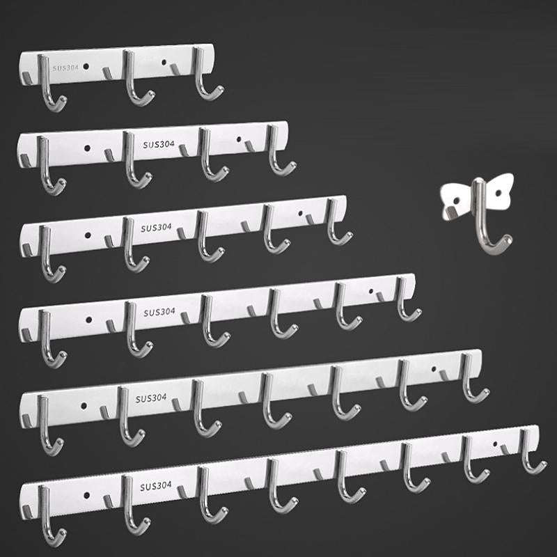 304 Stainless Steel No Punching Door Rear Coat Hook, Specification: 4 Hooks