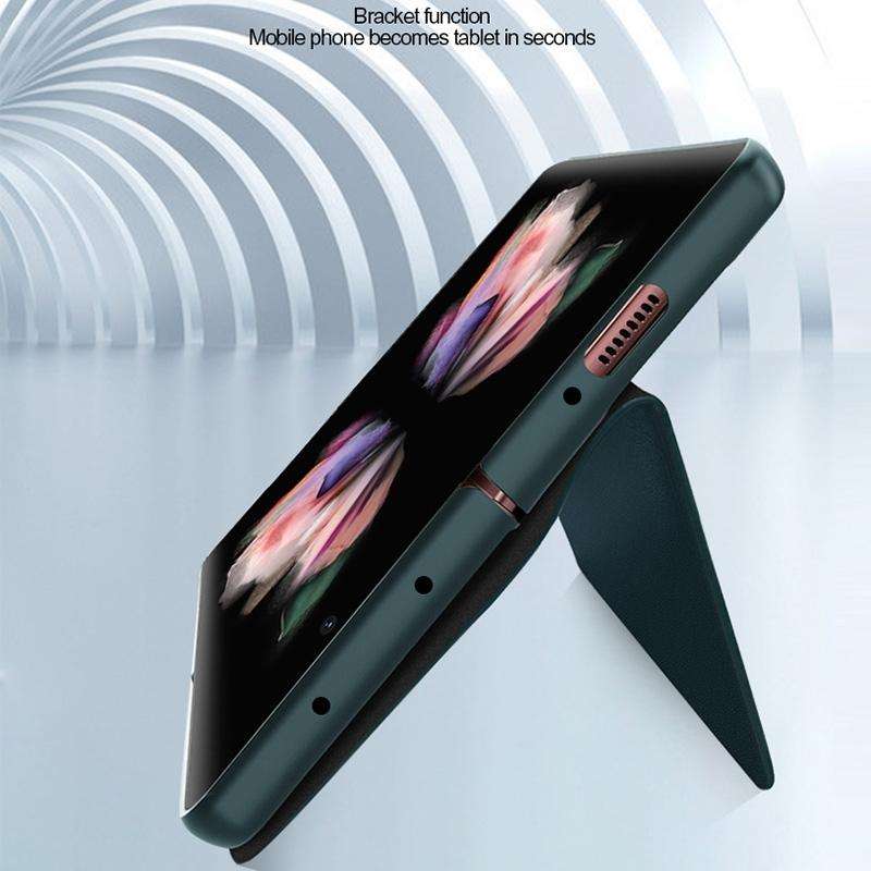 For Samsung Galaxy Z Fold4 Split Type Horizontal Flip Foldable Leather Phone Case(Plain Brown)