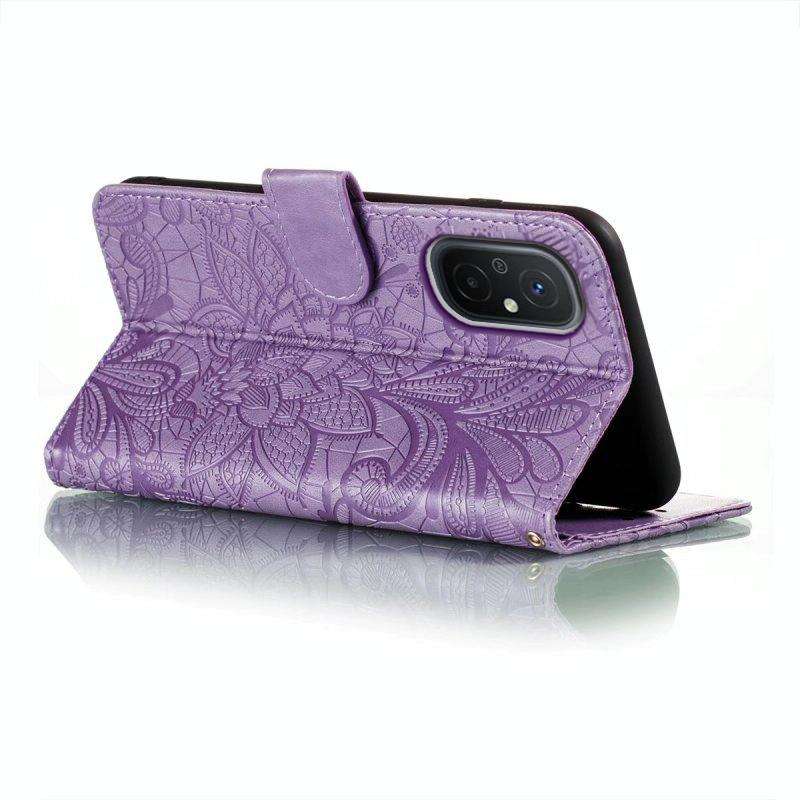 For Xiaomi Redmi 12C Lace Flower Embossing Flip Leather Phone Case(Purple)