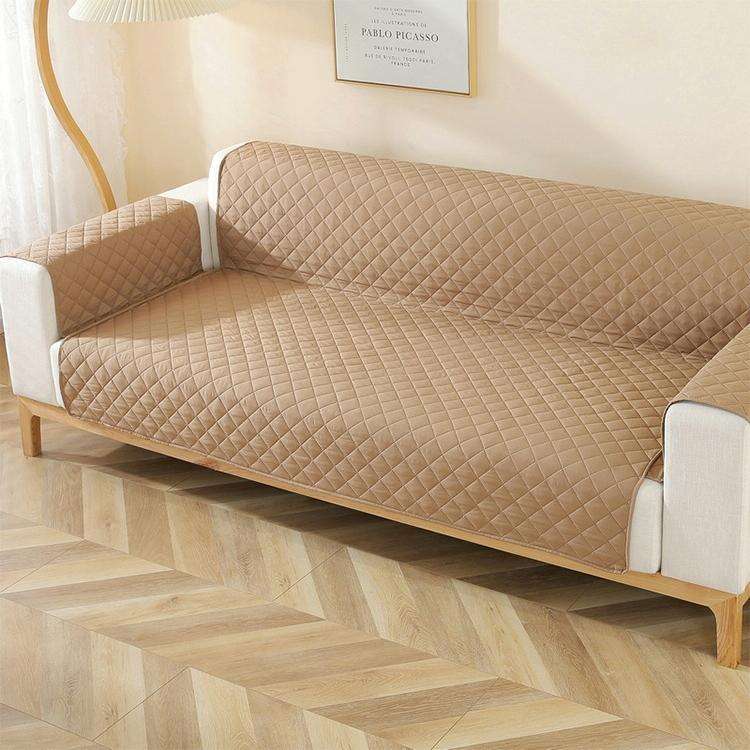 Double-sided Waterproof Pet Cushion Diamond Pattern Sofa Cover, Size:55x196cm(Light Coffee)