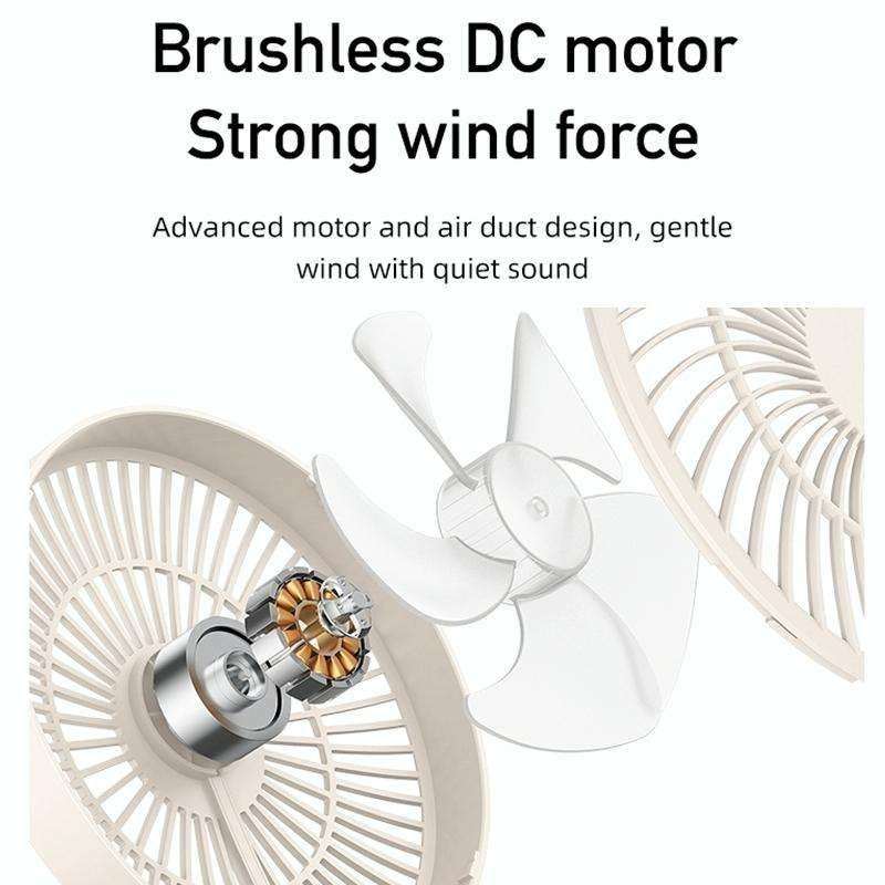 WSK302 4000mAh Swivel Head Wall Mounted Fan with Night Light(White)