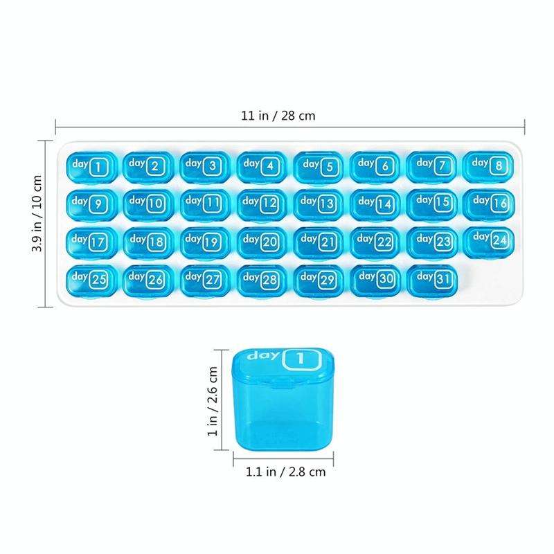 S-015 31 Grid Keyboard Type Plastic Pill Box(28.5x10.5x2.8cm)