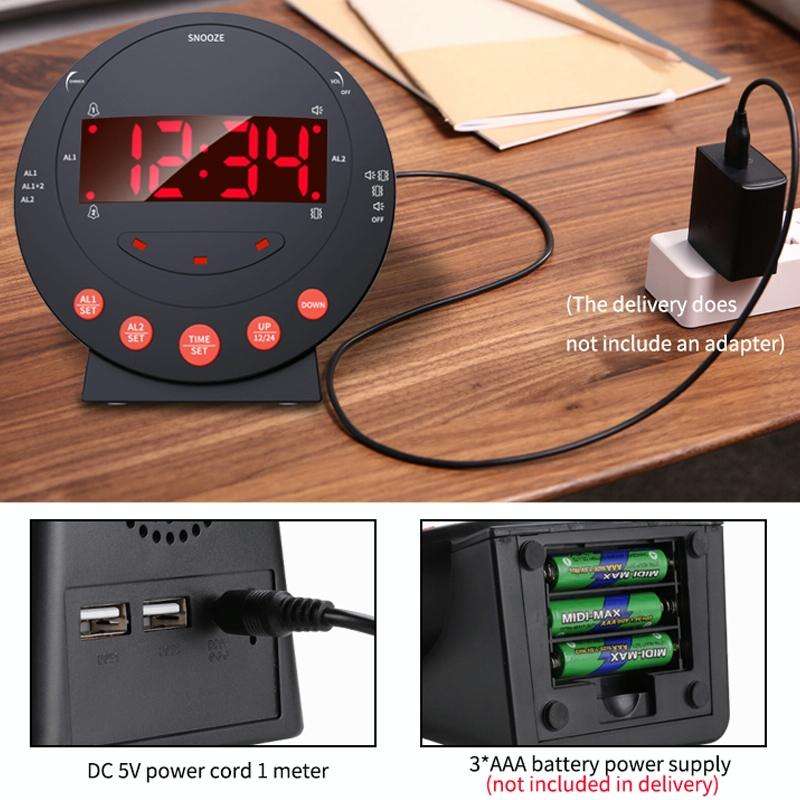 TS-BC600 Powerful Vibrating Digital Alarm Clock For The Hearing-impaired Elderly
