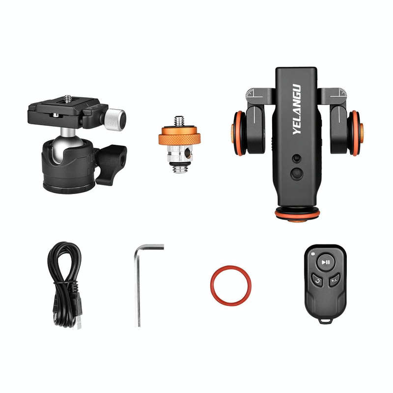 YELANGU L4X Camera Wheel Dolly Electric Track Slider 3-Wheel Dolly Car with Remote & Ballhead, Lo...
