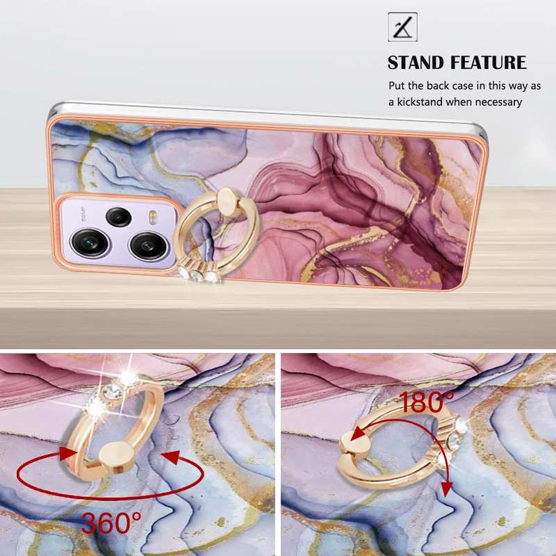 For Xiaomi Redmi Note 12 Pro 5G Global Electroplating Marble Dual-side IMD Phone Case with Ring(R...