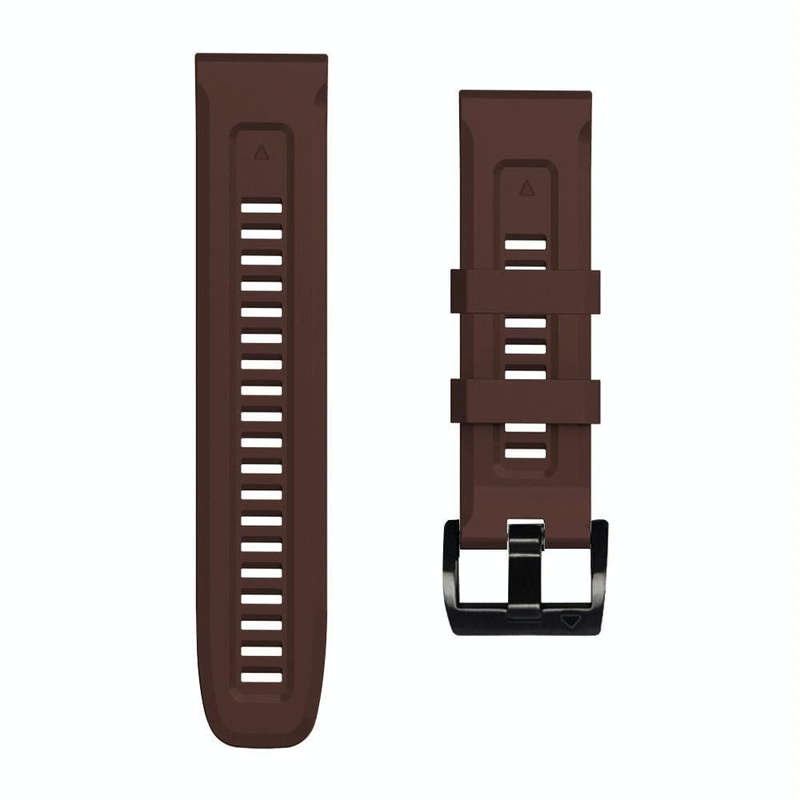 For Garmin Fenix 7X / 6X / 5X 26mm Black Buckle Silicone Watch Band(Dark Brown)