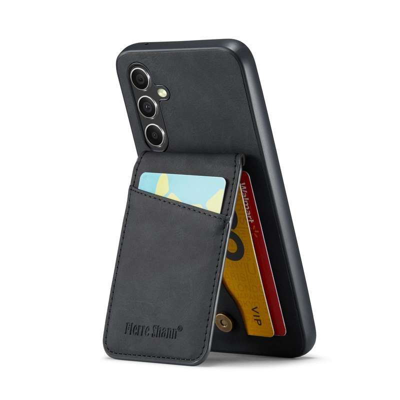 For Samsung Galaxy A54 5G Fierre Shann Crazy Horse Card Holder Back Cover PU Phone Case(Black)