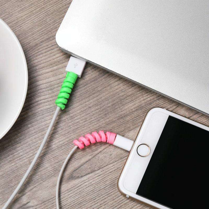 Spiral Style Silicone Data Cable Protective Cover Anti-wire Break Winder(Black)