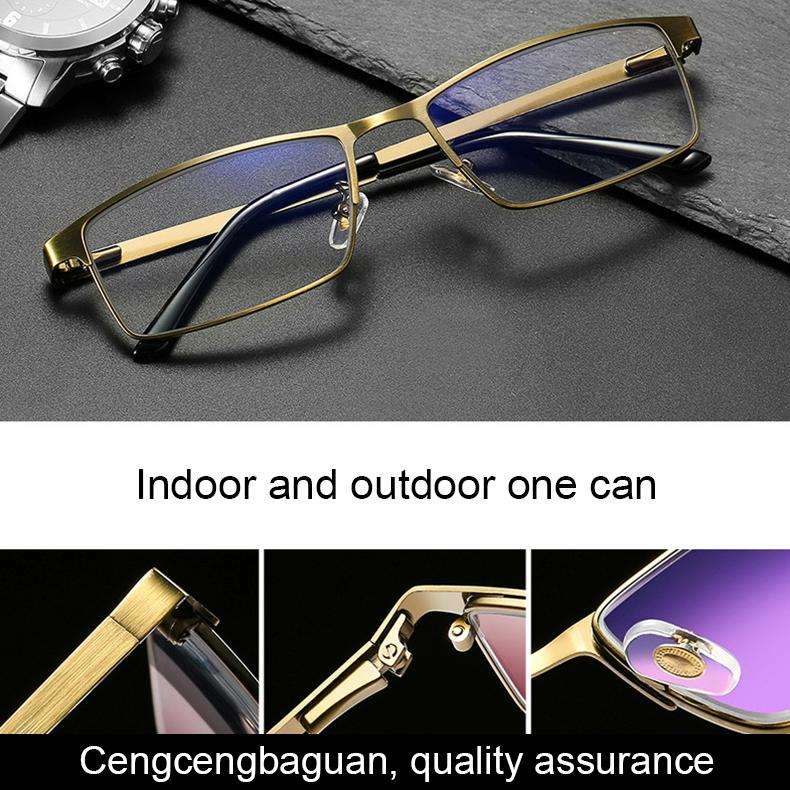 Dual-purpose Photochromic Presbyopic Glasses, +2.00D(Gold)