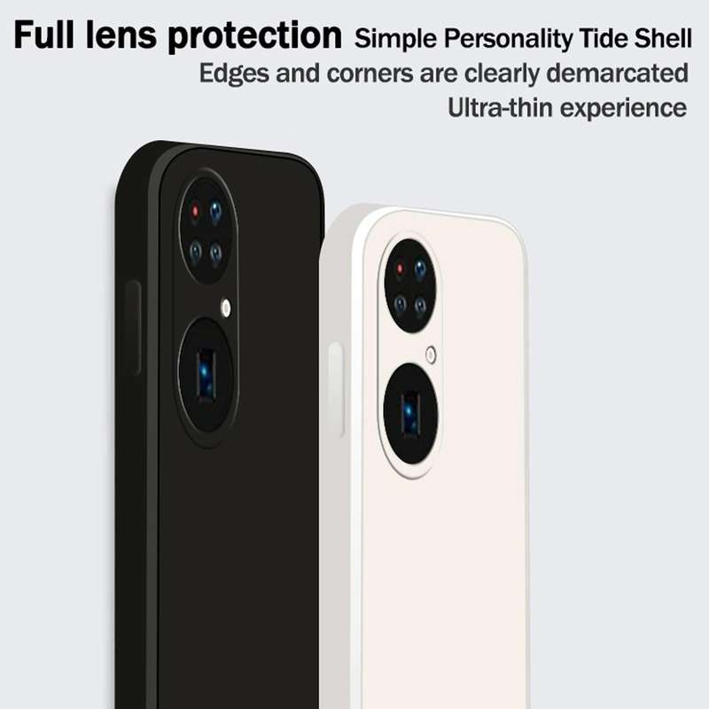 For Huawei P50 Pro Solid Color Imitation Liquid Silicone Straight Edge Dropproof Full Coverage Pr...