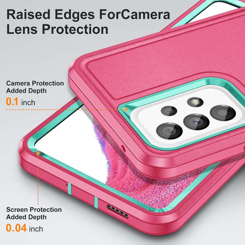 For Samsung Galaxy A53 3 in 1 Rugged Holder Phone Case(Pink + Blue)