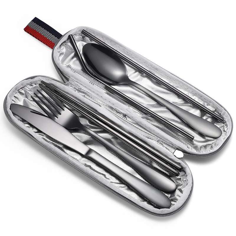 7 in 1 Cutlery Spoon Chopsticks And Straw Set Stainless Steel Portable Cutlery Set, Specification...