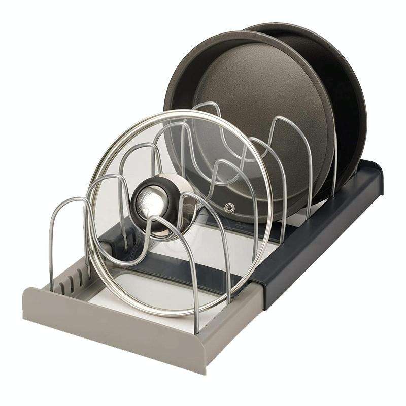 Adjustable Kitchen Shelf Kitchenware Cutting Board Pot Cover Telescopic Shelf