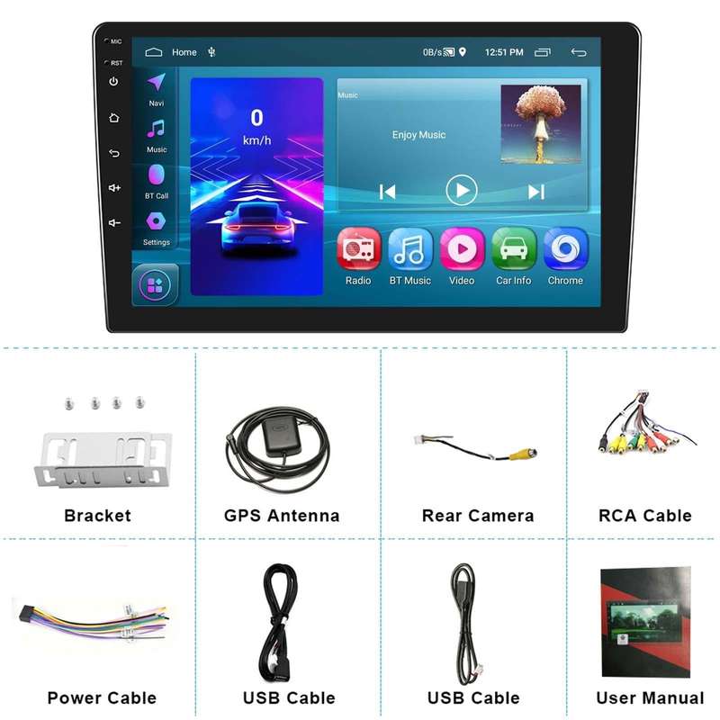 A3195 9 Inch Car Android Large Screen Navigation Central Control Screen 2+32G Player with CarPlay...