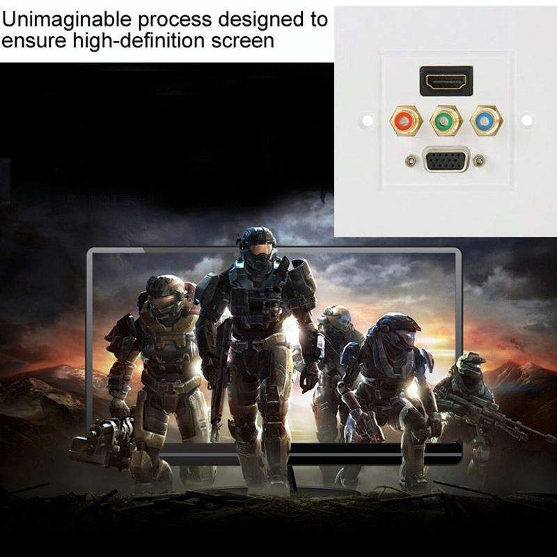 HDMI Female Plug + 3 RCA Female Plugs + VGA Female Plug Wall Plate Panel