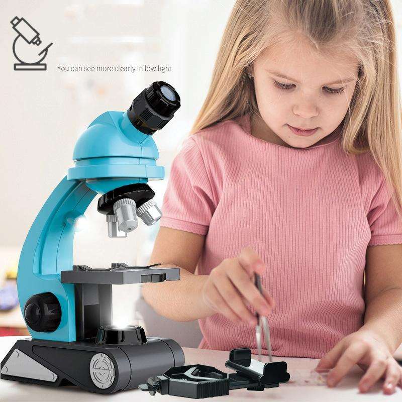 GB002 HD 1200 Times Wide Angle Microscope Children Educational Toys(Blue)