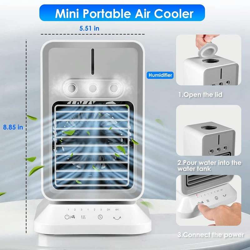 2000 mAh USB Mini Desktop Spray Humidification Cooling Fan Home Air Conditioner Fan Cooler