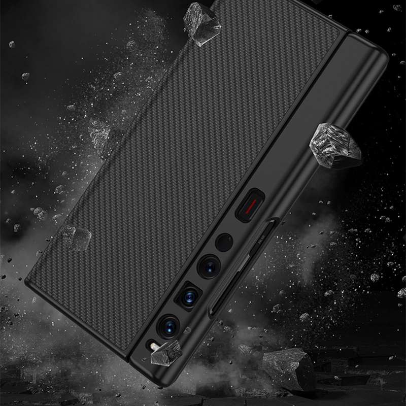 For Huawei Mate XS 2 GKK Flip Leather Full Coverage Phone Case(Carbon Fiber Texture)