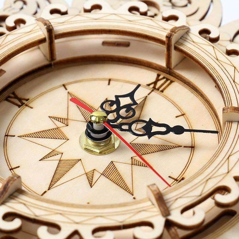 Retro Wall Clock 3D Wooden Puzzle Toys DIY Handmade Ornaments