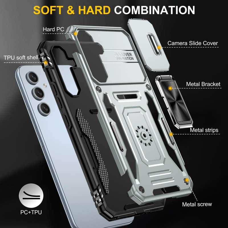 For Samsung Galaxy S23 FE 5G Armor PC + TPU Camera Shield Phone Case(Grey)