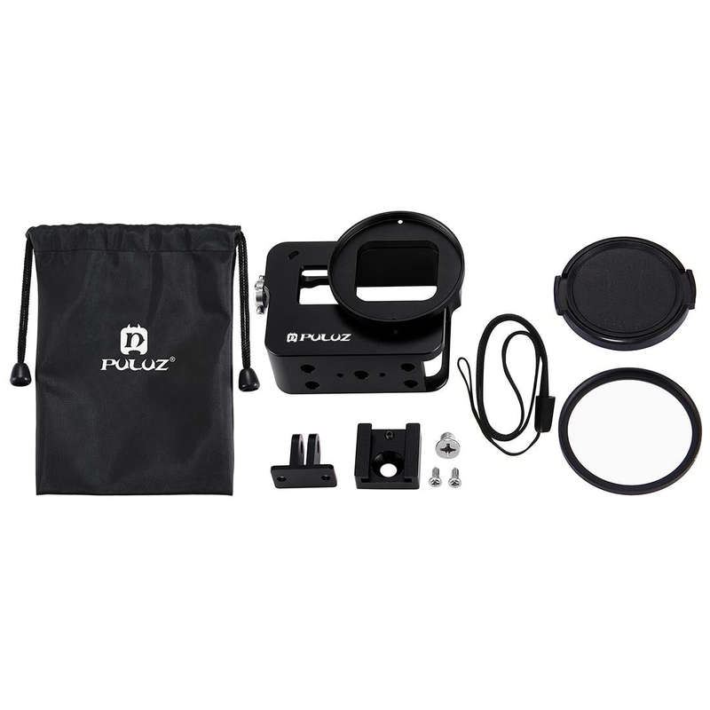 PULUZ Housing Shell CNC Aluminum Alloy Protective Cage with 52mm UV Lens for GoPro HERO(2018) /7 ...