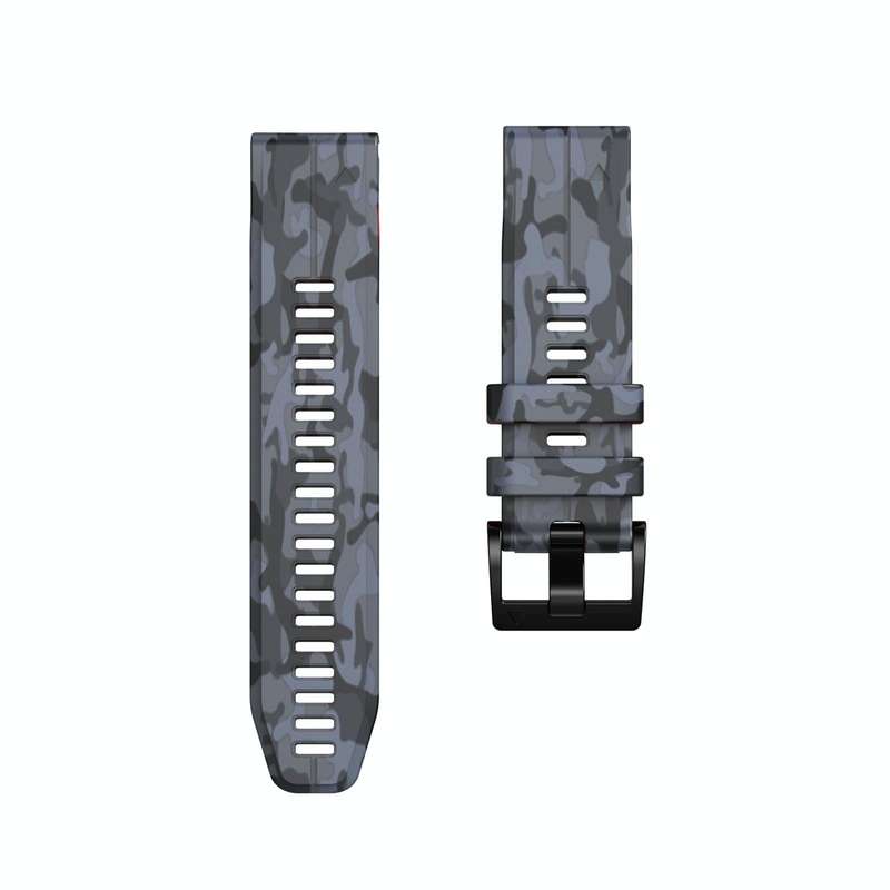 For Garmin Fenix 7X Camouflage Silicone Watch Band(Grey)