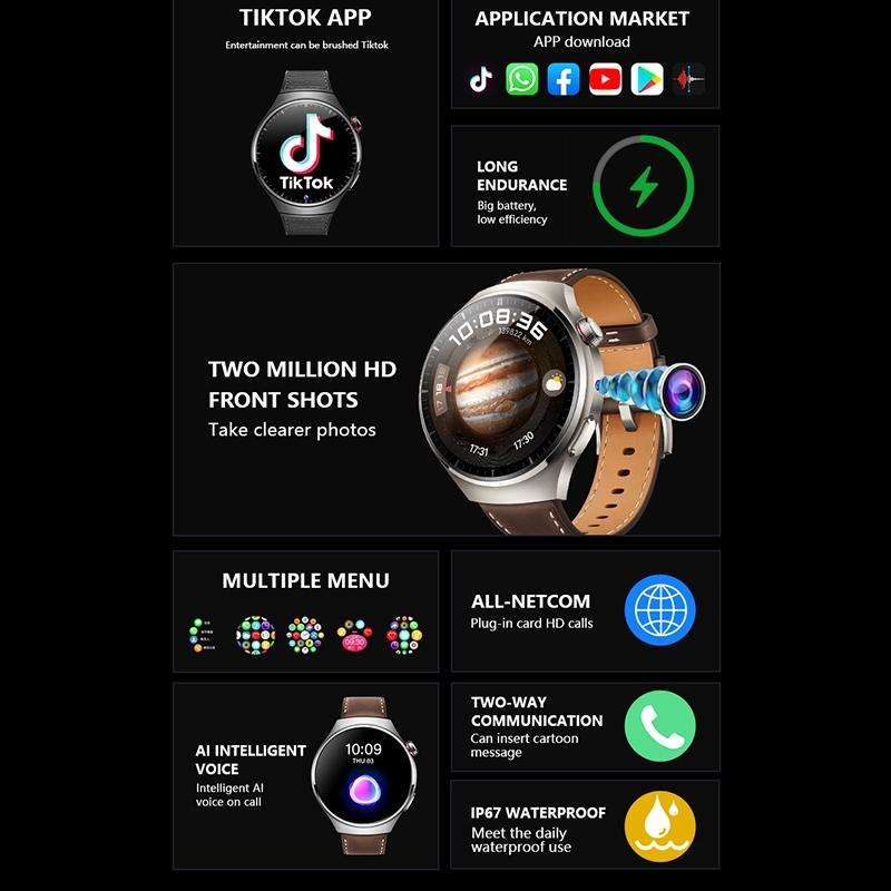 1.53 inch Front Camera Smart Watch Support AI Voice / SIM Card, Specification:2GB+32GB(Silver)