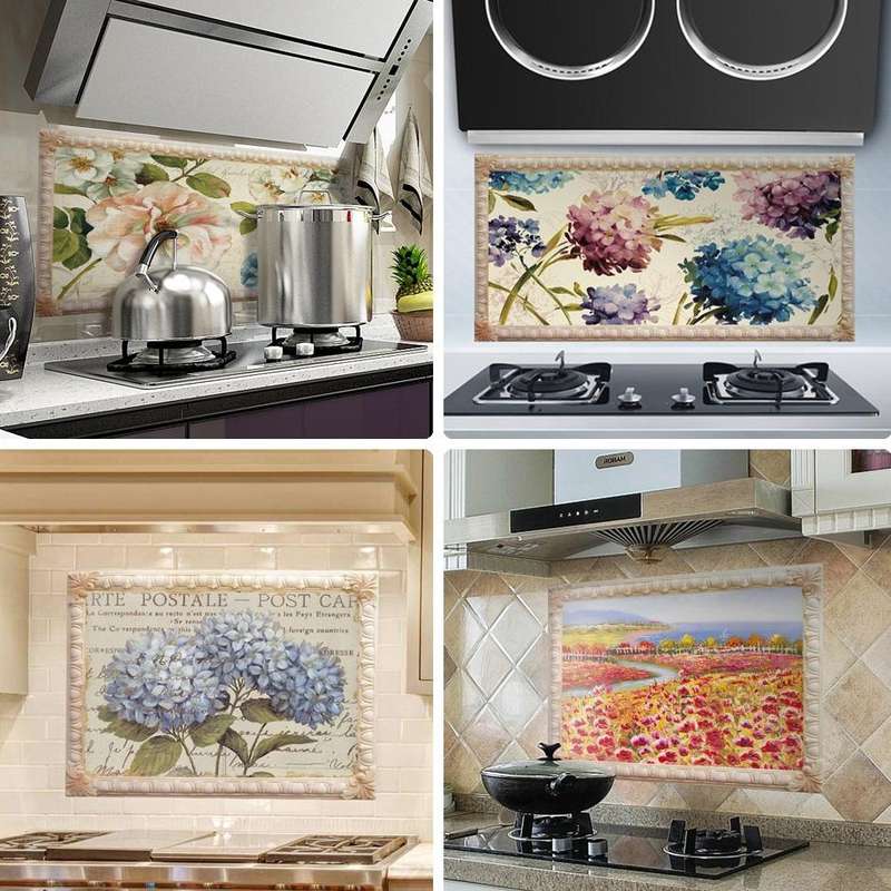 Self-Adhesive Heat-Resistant Oil-Proof Stickers Household Kitchen Stove Tile Wall Stickers, Speci...