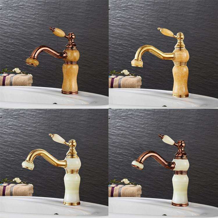 Gold-plated Copper 360-degree Rotating Basin Hot and Cold Water Faucet, Color: Sapphire Zirconium...