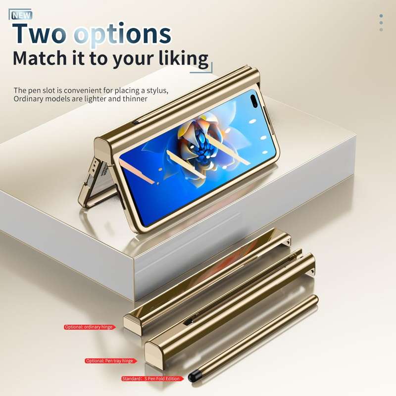 For Huawei Mate X2 Electroplating Hinge Phone Case with Stylus(Gold)