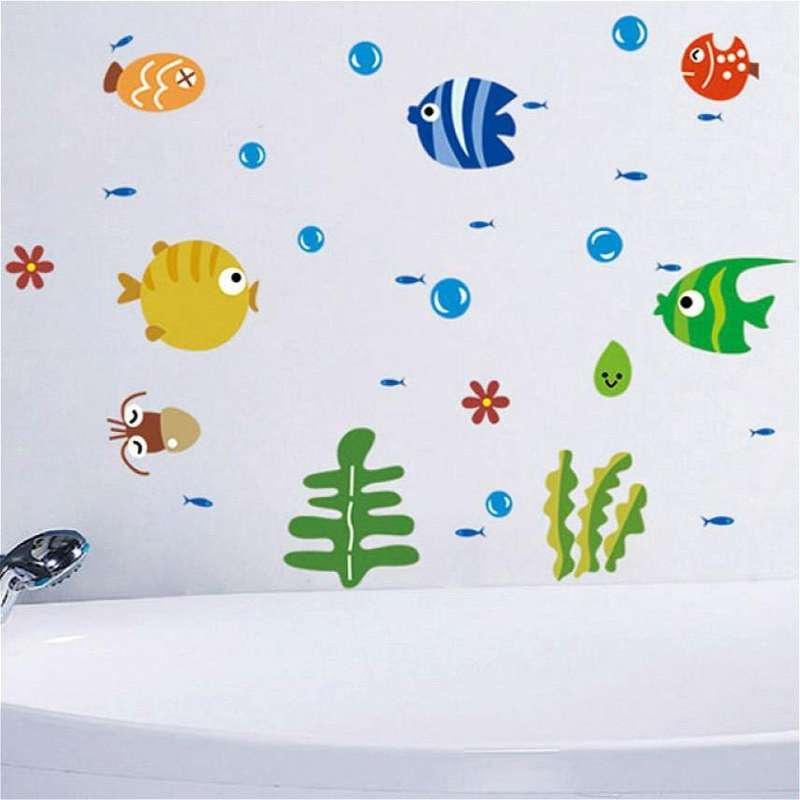 Kindergarten Cartoon Marine Animal Decoration Waterproof Baby Room Bathroom Wall Sticker
