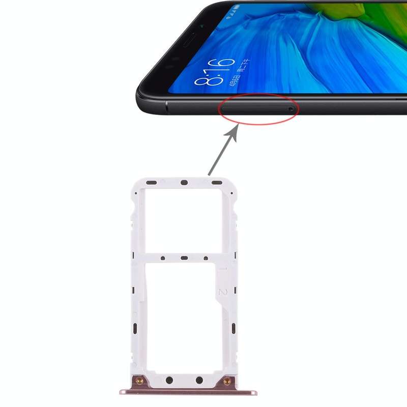 2 SIM Card Tray / Micro SD Card Tray for Xiaomi Redmi 5 Plus(Rose Gold)