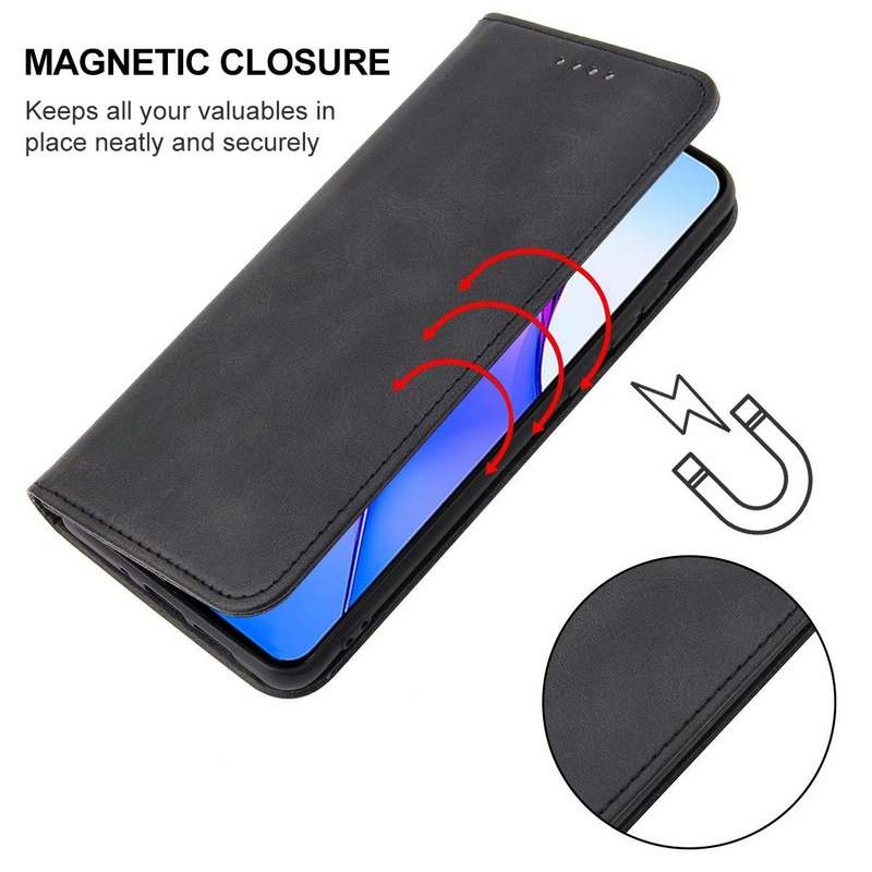 For OPPO Reno8 Pro Magnetic Closure Leather Phone Case(Black)