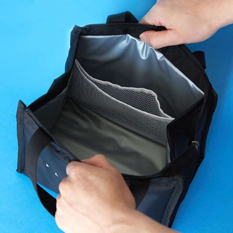 Multifunctional Portable Insulated Lunch Box Bag(Lunch White Stripes)