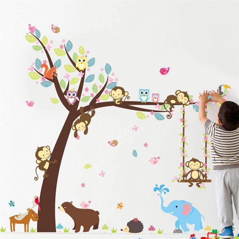 Swinging Monkey Wall Sticker Children's Room Kindergarten Environment Arrangement Removable Mural