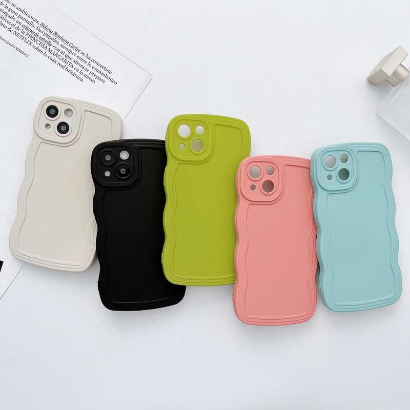 For iPhone 12 mini Wave Edge Silicone Phone Case(White)