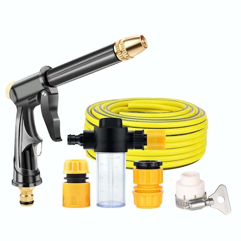 High Pressure Car Wash Hose Telescopic Watering Sprinkler, Style: H2+3 Connector+30m Tube+Foam Pot