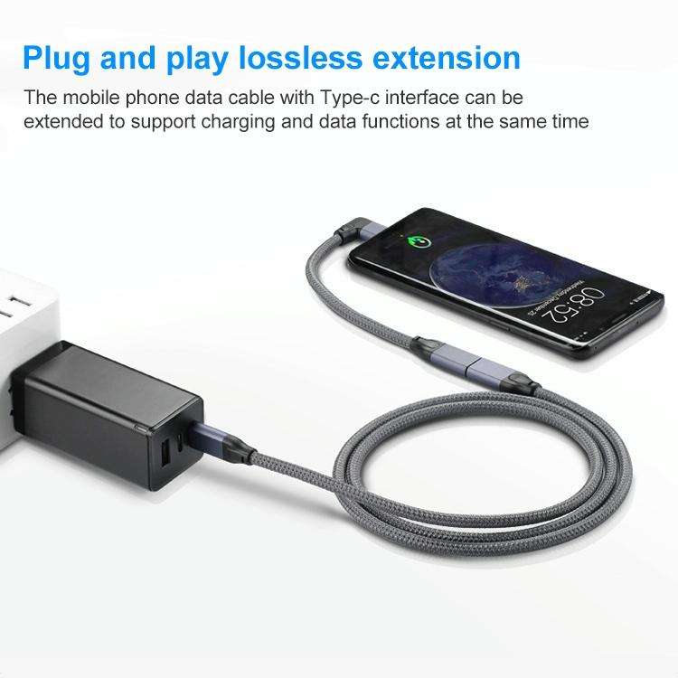 100W USB-C / Type-C Elbow Male to USB-C / Type-C Female Full-function Data Extension Cable, Cable...