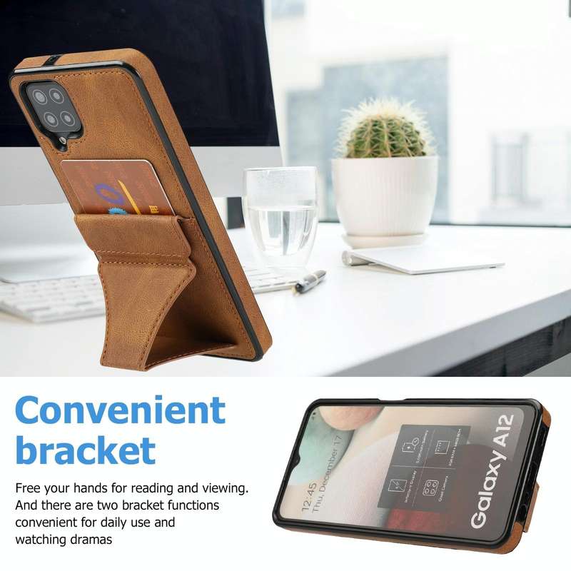 For Samsung Galaxy A12 Ultra-thin Shockproof Protective Case with Holder(Brown)