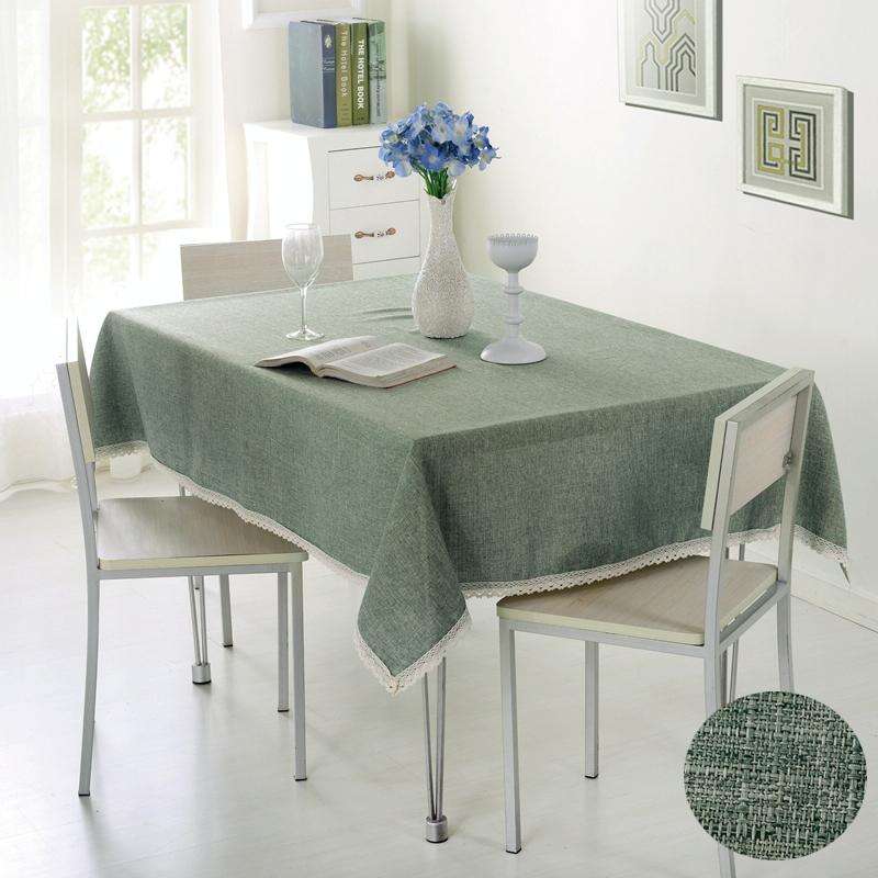 Decorative Tablecloth Imitation Linen Lace Table Cloth Dining Table Cover, Size:130x170cm(Olive G...
