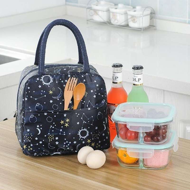 Portable Waterproof Padded Cold Insulation Lunch Box Bag(Geometry Grey)